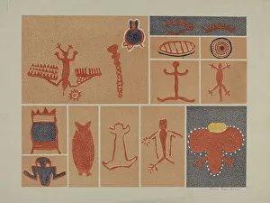 Rock Art Prints: Petroglyph - Human Figures, 1935/1942. Creator: Lala Eve Rivol