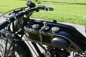 Petrol tank of a 1927 AJS Big Port motorcycle. Creator: Unknown Petrol tank of a 1927 AJS Big Port motorcycle. Creator: Unknown