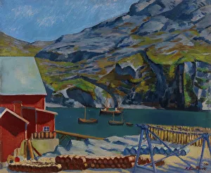 Timber Industry Prints: Petsamo Fjord, 1934. Creator: Anton Lindforss