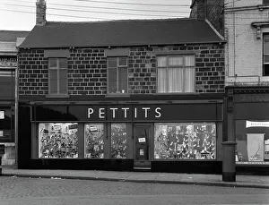 Shop Window Prints: Front of Pettits Shoe Shop, Mexborough, South Yorkshire, 1960. Artist: Michael Walters