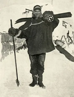 Skis Prints: Petty Officer Crean (Who received the Albert Medal), 1911, (1913). Artist: Herbert Ponting