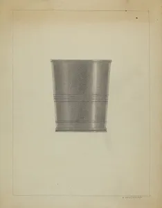 Beaker Prints: Pewter Beaker, c. 1936. Creator: A. Zaidenberg