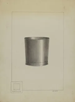 Beaker Prints: Pewter Beaker, c. 1936. Creator: John Garay
