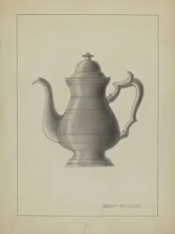 Robert Brigadier Prints: Pewter Coffee Pot, 1935/1942. Creator: Robert Brigadier