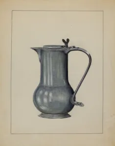 Hansen Holger Prints: Pewter Coffee Pot, 1936. Creator: Holger Hansen
