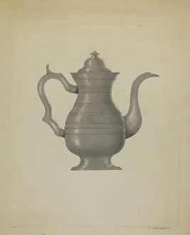 Coffee Pot Prints: Pewter Coffee Pot, c. 1936. Creator: A. Zaidenberg