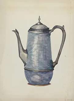 Bradleigh Beulah Prints: Pewter Coffee Pot, c. 1936. Creator: Beulah Bradleigh
