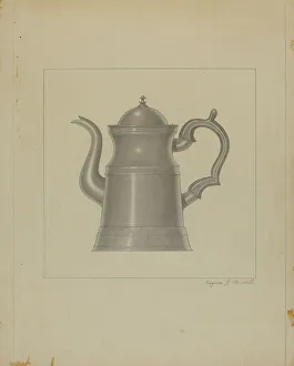Coffee Pot Prints: Pewter Coffee Pot, c. 1936. Creator: Eugene Barrell