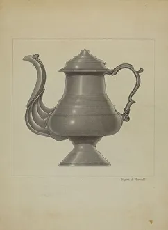 Coffee Pot Prints: Pewter Coffee Pot, c. 1936. Creator: Eugene Barrell