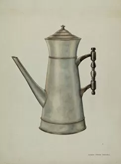 Watercolor And Graphite On Paper Collection: Pewter Coffee Pot, c. 1937. Creator: Harry Mann Waddell
