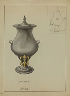 Johnson Philip Prints: Pewter Coffee Urn, c. 1936. Creator: Philip Johnson