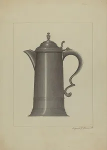 Barrell Eugene Prints: Pewter Flagon, c. 1936. Creator: Eugene Barrell