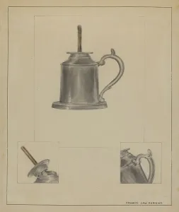Francis Law Durand Prints: Pewter Fluid Lamp, c. 1936. Creator: Francis Law Durand