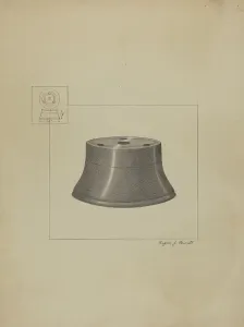 Inkpot Prints: Pewter Inkwell, c. 1936. Creator: Eugene Barrell