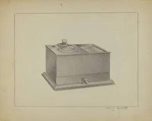 Pewter Prints: Pewter Inkwell, c. 1936. Creator: Henry Granet