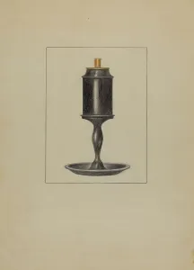 Bessie Forman Prints: Pewter Lamp, c. 1936. Creator: Bessie Forman