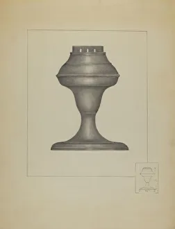 Lamp Base Prints: Pewter Lamp, c. 1936. Creator: Joseph Stonefield