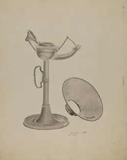Roberts Sydney Prints: Pewter Lamp, c. 1941. Creator: Sydney Roberts