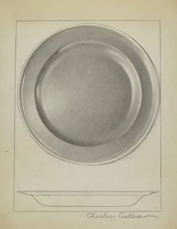Pewter Collection: Pewter Plate, c. 1936. Creator: Charles Cullen