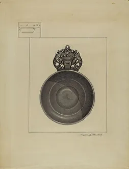 Barrell Eugene Prints: Pewter Porringer, 1935/1942. Creator: Eugene Barrell