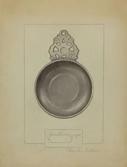 Porringer Prints: Pewter Porringer, c. 1936. Creator: Charles Cullen