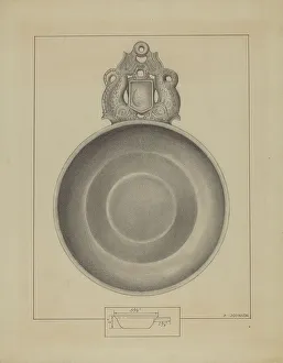 Johnson Philip Prints: Pewter Porringer, c. 1936. Creator: Philip Johnson