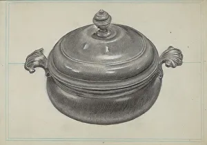 Pewter Prints: Pewter Soup Tureen, c. 1936. Creator: James O'Mara