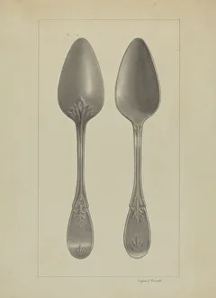 Barrell Eugene Prints: Pewter Spoon, c. 1936. Creator: Eugene Barrell