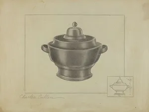 Sugarbowl Prints: Pewter Sugar Bowl, 1935 / 1942. Creator: Charles Cullen