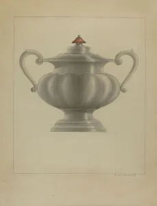 Sugarbowl Prints: Pewter Sugar Bowl, c. 1936. Creator: Sidney Liswood