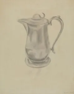 Donald Streeter Prints: Pewter Syrup Pitcher, c. 1936. Creator: Donald Streeter
