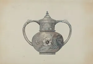 Tea Service Prints: Pewter Tea Set, c. 1936. Creator: Beulah Bradleigh