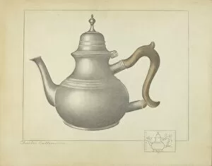 Handle Collection: Pewter Teapot, 1935 / 1942. Creator: Charles Cullen