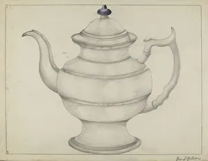 Frank Nelson Prints: Pewter Teapot, 1935/1942. Creator: Frank Nelson