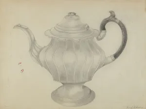 Frank Nelson Prints: Pewter Teapot, 1935/1942. Creator: Frank Nelson