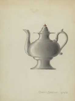 Robert Brigadier Prints: Pewter Teapot, 1936. Creator: Robert Brigadier