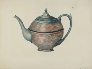Beulah Bradleigh Gallery: Pewter Teapot, c. 1936. Creator: Beulah Bradleigh