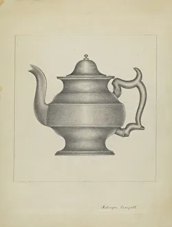 Rollington Campbell Prints: Pewter Teapot, c. 1936. Creator: Rollington Campbell