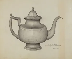 Pewter Prints: Pewter Teapot, c. 1936. Creator: Samuel O. Klein