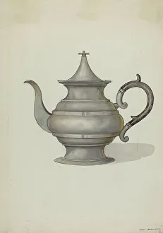 Dana Bartlett Prints: Pewter Teapot, c. 1937. Creator: Dana Bartlett