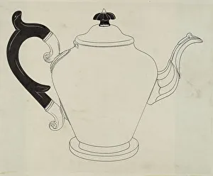 Pewter Prints: Pewter Teapot, c. 1937. Creator: Harry Goodman