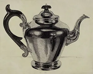 Pewter Prints: Pewter Teapot, c. 1937. Creator: Harry Goodman