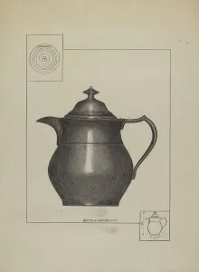Water Pitcher Prints: Pewter Water Pitcher, c. 1936. Creator: Matthew Mangiacotti