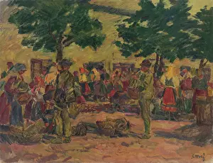 Gustav Prints: Pezinok Market, around 1935. Creator: Gustav Mally
