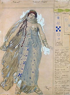 Scenic Design Collection: Phaedra. Costume design for the drama Hippolytus by Euripides, 1902. Artist: Bakst, Leon (1866-1924)