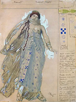 Phaedra. Costume design for the drama Hippolytus by Euripides, 1902. Found in the collection of the State Art Museum, Odessa Images Dated 20th June 2013: Phaedra. Costume design for the drama Hippolytus by Euripides, 1902. Artist: Bakst, Leon (1866-1924)