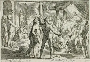 Goltzius Hendrick Prints: Phaeton Asking for the Chariot, published 1590. Creator: Hendrik Goltzius