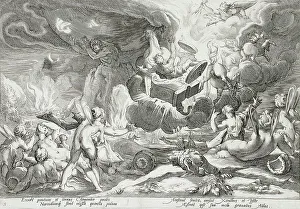 Goltzius Hendrick Prints: Phaeton Driving the Chariot to the Sun, published 1590. Creator: Hendrik Goltzius