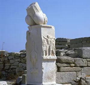 Delos Gallery: Phallic pillar in a sanctuary of Apollo, 4th century BC