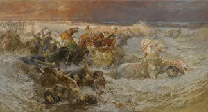Beshalach Collection: Pharaohs Army Engulfed by the Red Sea. Artist: Bridgman, Frederick Arthur (1847-1928)